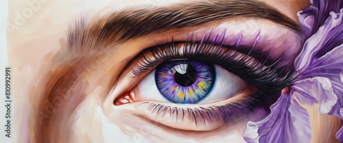 A vibrant painting showcasing a womans eye with