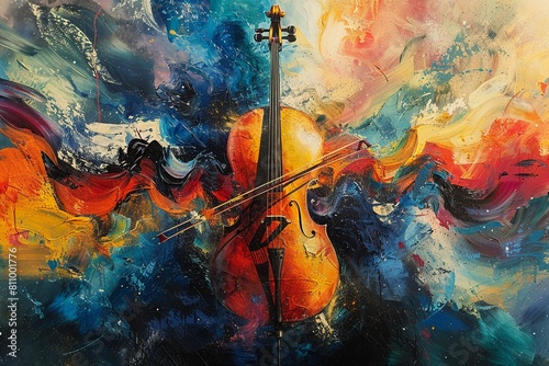 Classical Abstract Expressionism The emotional intensity of a cello concerto visualized through abstract brushstrokes and vibrant colors