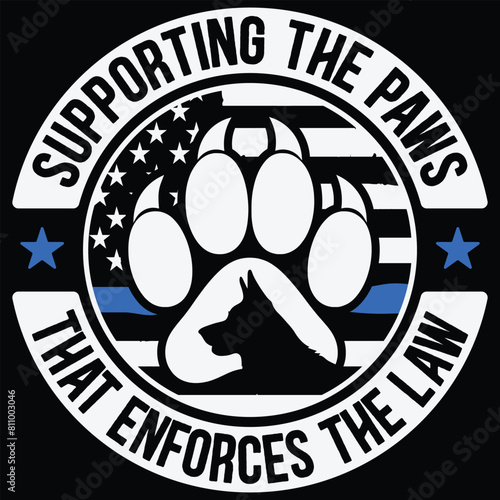 Thin Blue Line Police K9 Dog Paw T-shirt Design,Police Dog,K-9 Dog,police k 9 dog