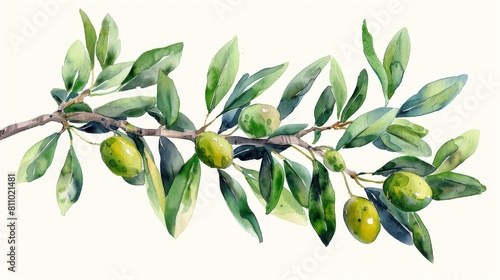 The Olive Watercolor Illustration is a hand drawn underwater element design. Artistic modern marine design element. This painting can be used for greeting cards and printing as well as other design