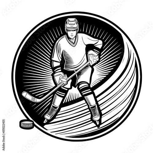 Logo hockey illustration en noir et blanc