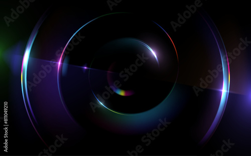 Circle neon light effect on black background