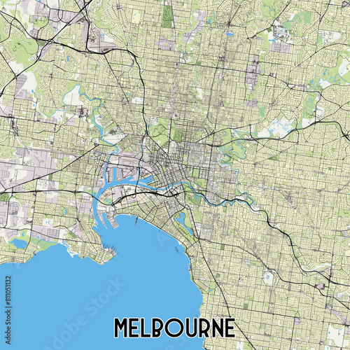 Melbourne Australia map poster art