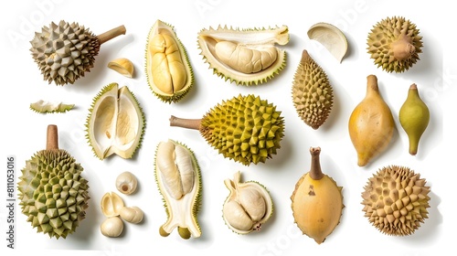 Diverse Durian Selection A Tropical Fruit Lovers Paradise in Peeled Splendor Generative ai