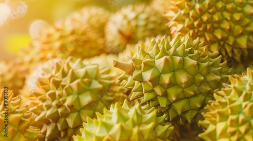Vibrant Texture of Fresh Durian Fruit in CloseUp Photography Generative ai