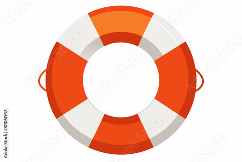 Classic orange and white lifebuoy ring. Safety flotation device for emergency rescue. Concept of safety, emergency equipment. Graphic art. Isolated on white background. Print, design element