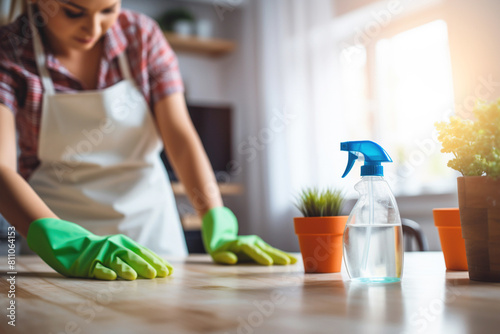 Professional cleaner executing meticulous cleaning service.