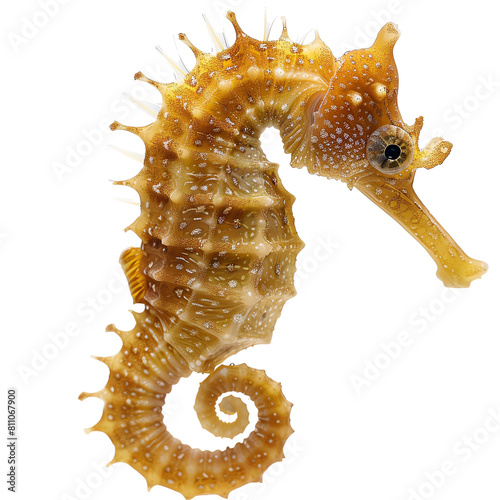 This is a photo of a yellow and brown seahorse