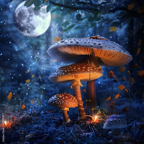"Magical Mushroom Wonderland: Vibrant, Enchanting Fungi in a Mystical Forest Setting - Perfect for Fantasy and Nature Themes!"