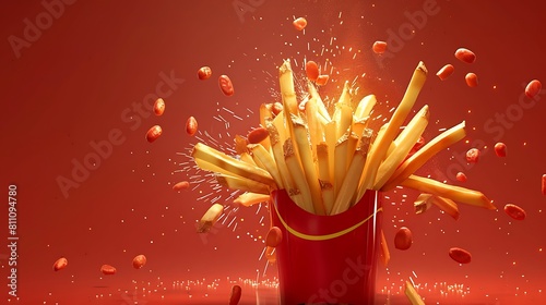 "Delicious Transformation: French Fries Morphing into Golden Crispy Goodness - Irresistible Food Evolution Captured in Stunning Imagery."