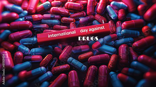 International Day Against Drugs Awareness with Colorful Capsules