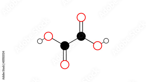 oxalic acid molecule, structural chemical formula, ball-and-stick model, isolated image simplest dicarboxylic acid