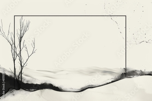 Elegant minimalist condolence background featuring barren branches against a white expanse, providing space for respectful mourning messages