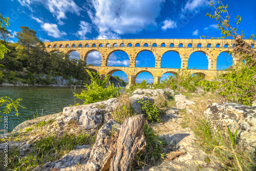 The Pont du Gard ancient Roman aqueduct bridge
