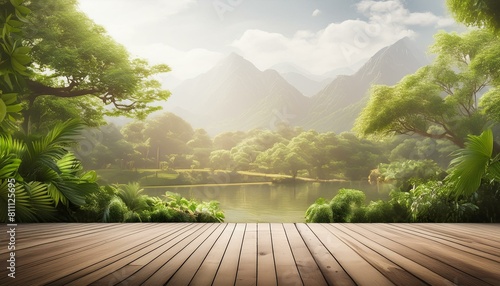 Ort der Ruhe in der Natur mit Bergen und Pflanzen, Büro Hintergrund, Office Wallpaper, Yoga