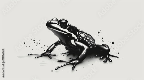 An amphibian, frog, toad, lizard, salamander, or newt pawprint on white. Icon, symbol Print textile postcard booklet.