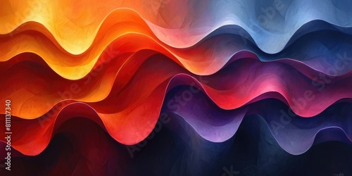 A visually striking abstract painting showcasing dynamic wavy lines and a vibrant palette of colors.