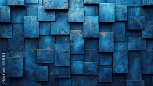 Blue Wall With Square Pattern