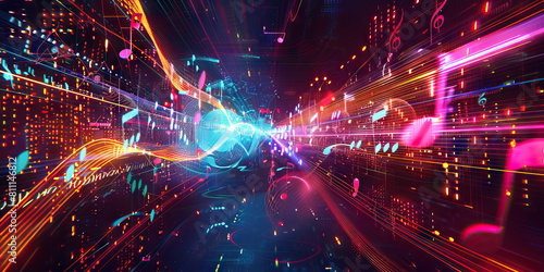 Cyber Soundwaves: Music Notes Transforming into Digital Soundwaves in a Cybernetic Environment
