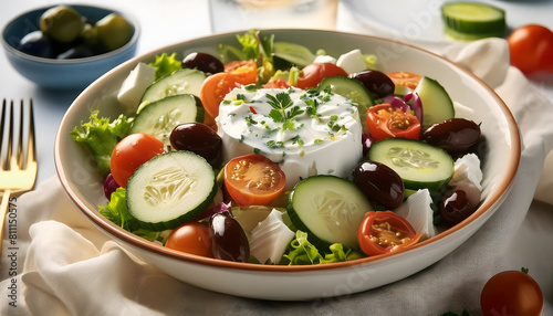 salat, griechisch, feta, tomaten, gurken, oliven, neu, close up, weiss, essen, bunt, lunch, gesund, Grieche, Schafskäse, kräuter, lecker, frisch