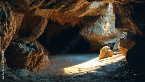 Inside open caves 16:9 with copyspace