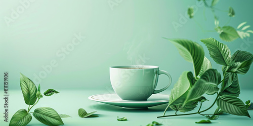 Herbal Wellness Tea: Minimalist Design with Refreshing Mint Green Color, Symbolizing Herbal Benefits