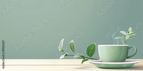 Herbal Wellness Tea: Minimalist Design with Calming Mint Green Color, Signifying Herbal Benefits