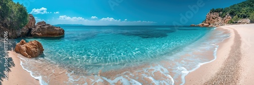 summer paradise beach tranquil and peaceful island seascape, Generative Ai 