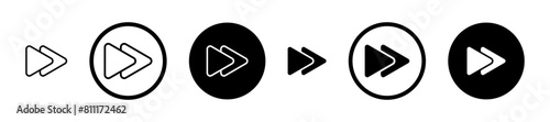 Fast Forward line icon set. Next arrow button. Play next pointer button sign suitable for apps and websites UI designs.