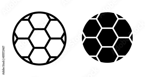Football line icon set. Soccer sport ball icon. Simple soccerball sign suitable for apps and websites UI designs.