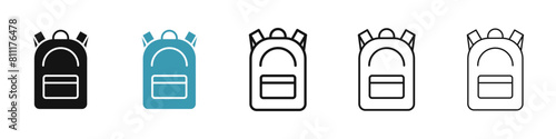 Backpack icon set. School bag vector icon. Bagpack sign. Travel picnic bag icon for UI designs.