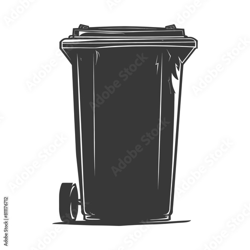 Silhouette rubbish bin or trash bin black color only