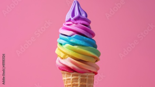 Multicolored ice cream cone