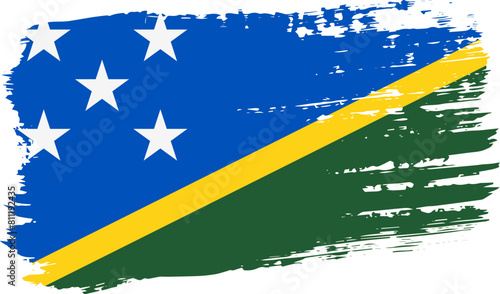 Solomon Islands flag, wide brush stroke on transparent background vector