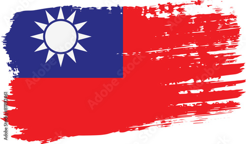 Taiwan flag, wide brush stroke on transparent background vector