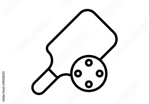 Icono negro de raqueta con pelota de pin pon. 