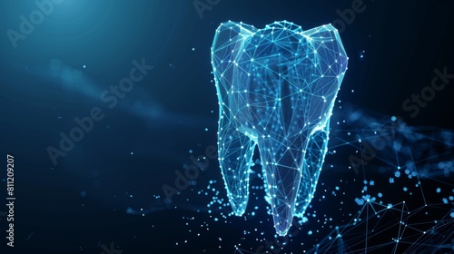 Abstract image of tooth low poly wireframe hyper realistic 