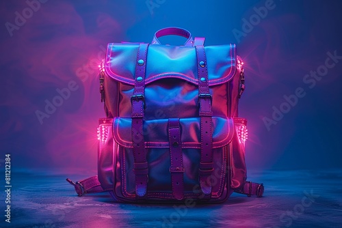 Fantasy backpack with a glowing light illuminates a lone dancer at night