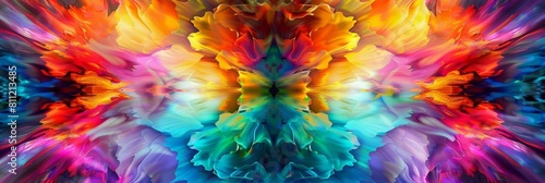Explosive Rainbow Energy: A Dynamic Abstract Pattern with Mesmerizing Gradient Effects and Cinematic Visual