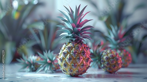 Psychedelic pineapple. Generative AI.