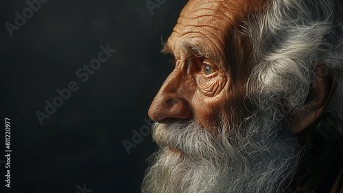 A photograph highlighting the timeless character of a close-up portrait of a biblical old man