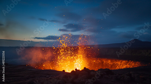 arafed lava pouring out of a hole into the ocean
