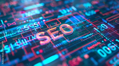 High-resolution close-up showcasing the critical elements of SEO strategy on a digital interface, including link building and keyword analysis for peak search engine performance