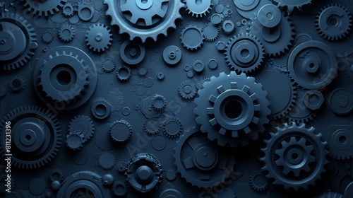 Dark blue background with a lot of gears on it