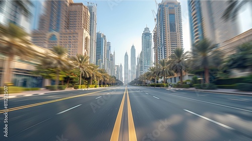 Empty streets of UAE. Generative AI.