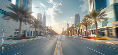 Empty streets of UAE. Generative AI.