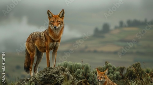 Rare Ethiopian Wolf Stands Proud in its Endangered Highlands Habitat in Bale Mountains