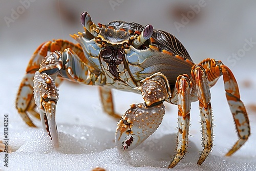 Close-up of a crab on white background, rendering