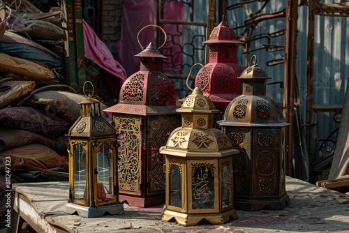 Lanterns for sale at a flea market in India
