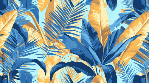 Planta e folhagem tropical azul e amarelo - wallpaper hd